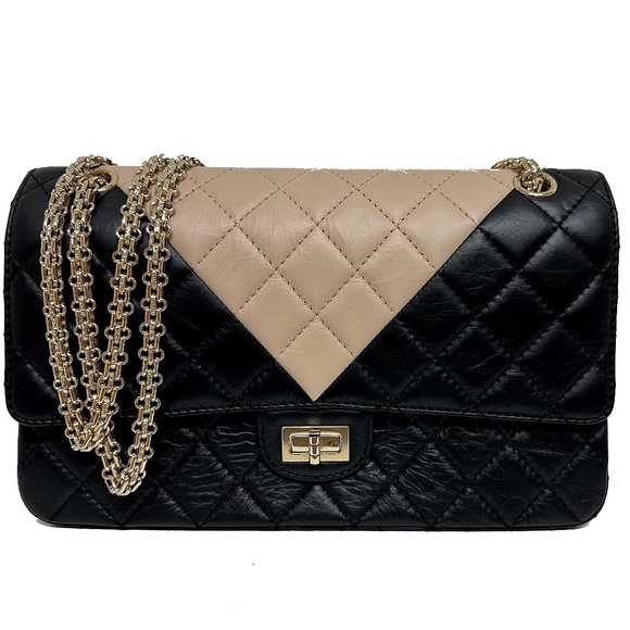 New Chanel Reissue Classic Two Tone 255 Double Flap Shoulder Bag - Picture 1 of 13
